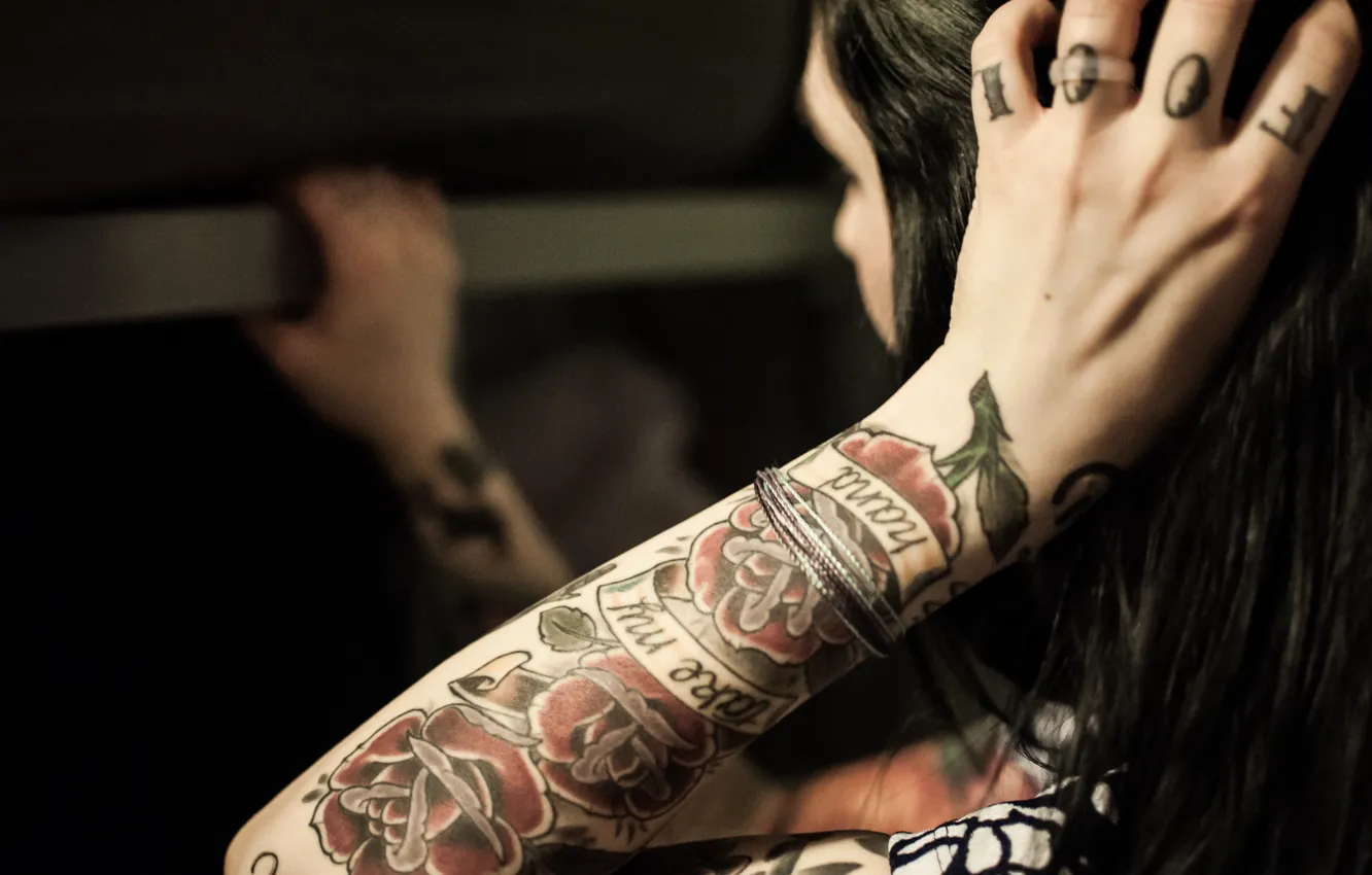 Photo wallpaper figure, hands, brunette, tattoo, tattoo