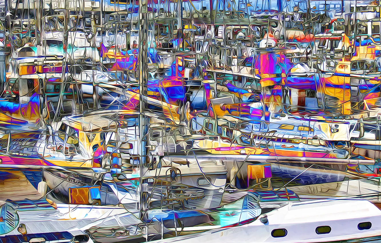 Photo wallpaper rendering, boat, Bay, yacht, Parking