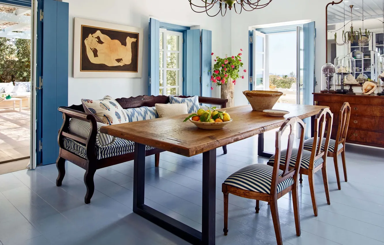 Photo wallpaper style, interior, farm, dining room, Farmhouse, dining-room