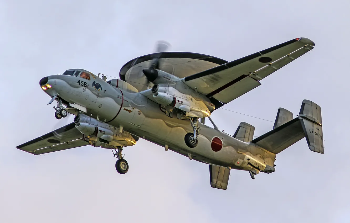 Photo wallpaper the plane, Grumman, deck, Hawkeye, far, detection, radar, E-2C