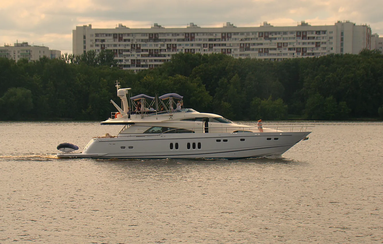 Photo wallpaper river, stay, yacht