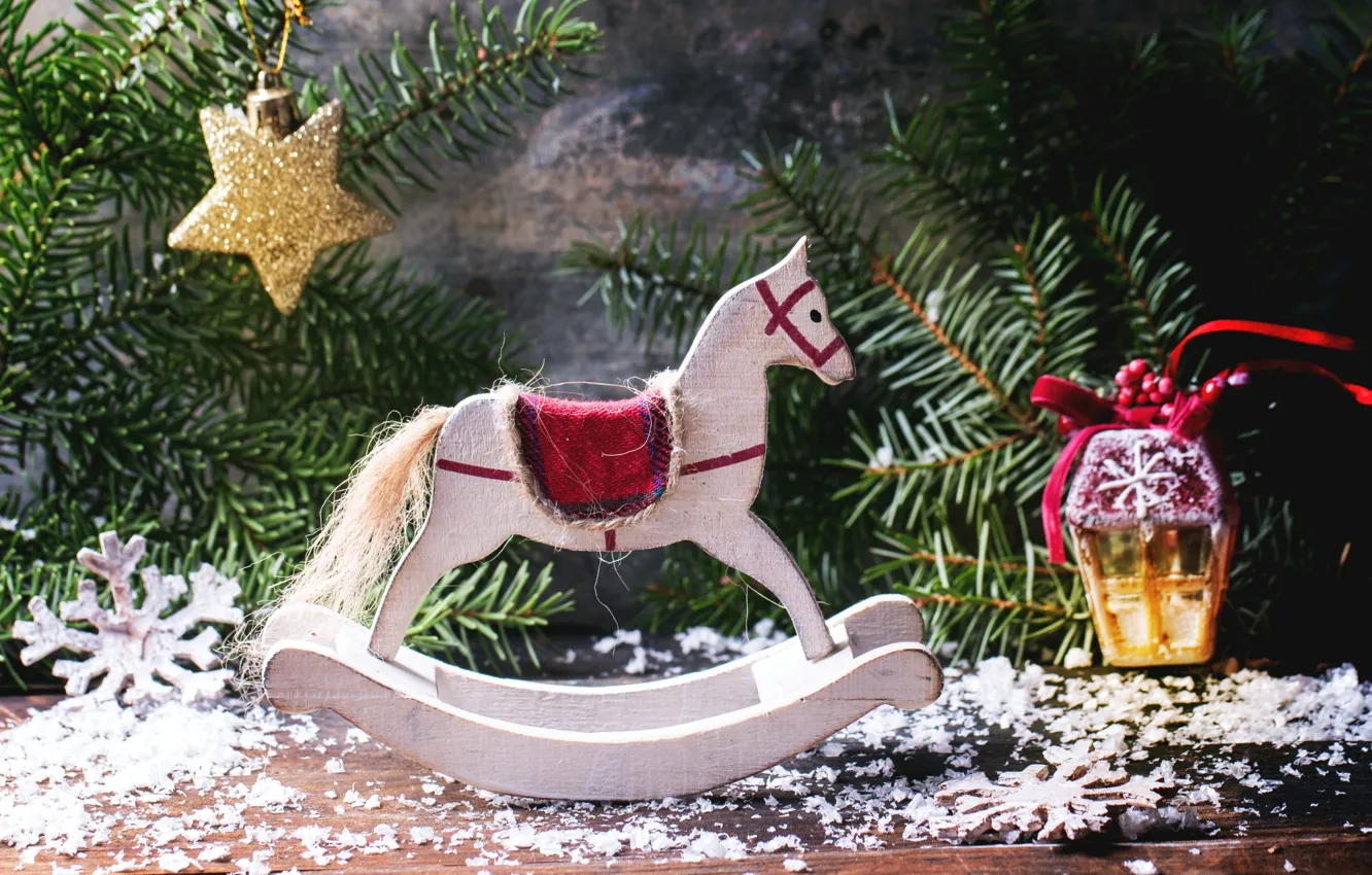 Photo wallpaper decoration, toy, new year, spruce, Christmas, Christmas, New Year, decor