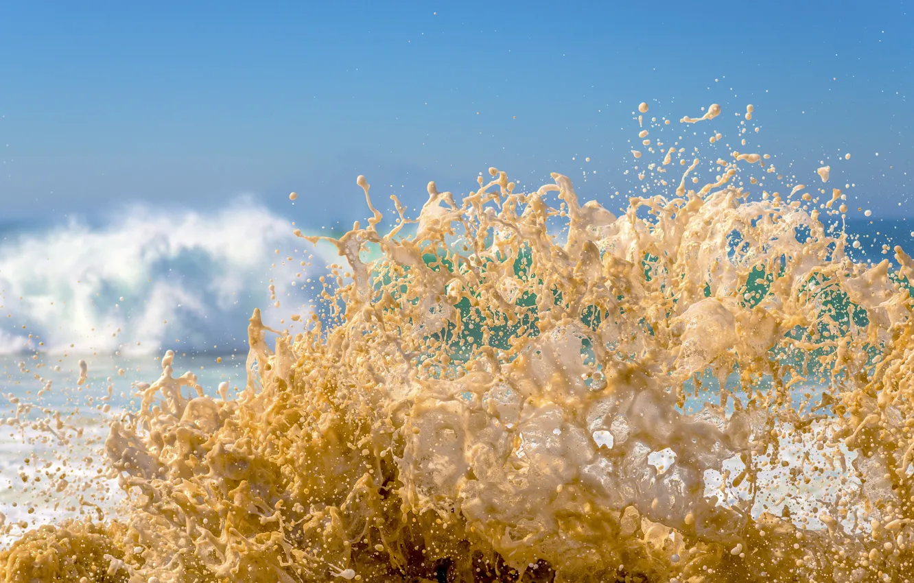 Photo wallpaper squirt, the ocean, wave