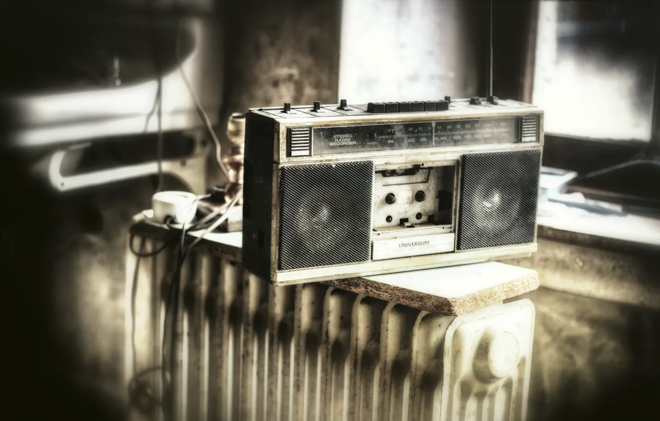 Photo wallpaper radio, receiver, kazetnik