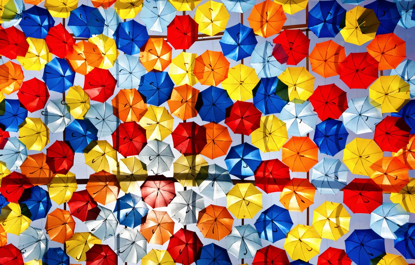 Photo wallpaper umbrella, colorful, a lot