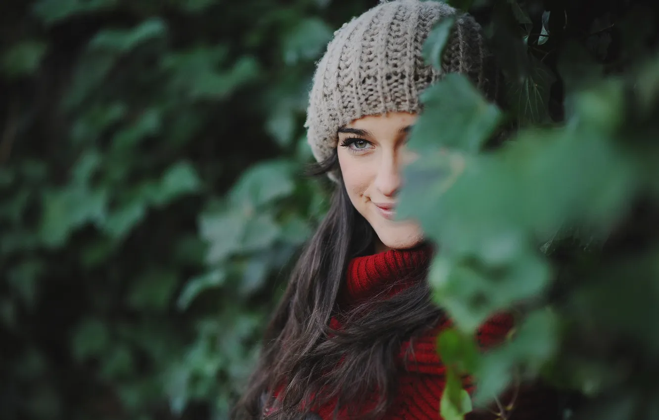 Photo wallpaper look, smile, hat, portrait