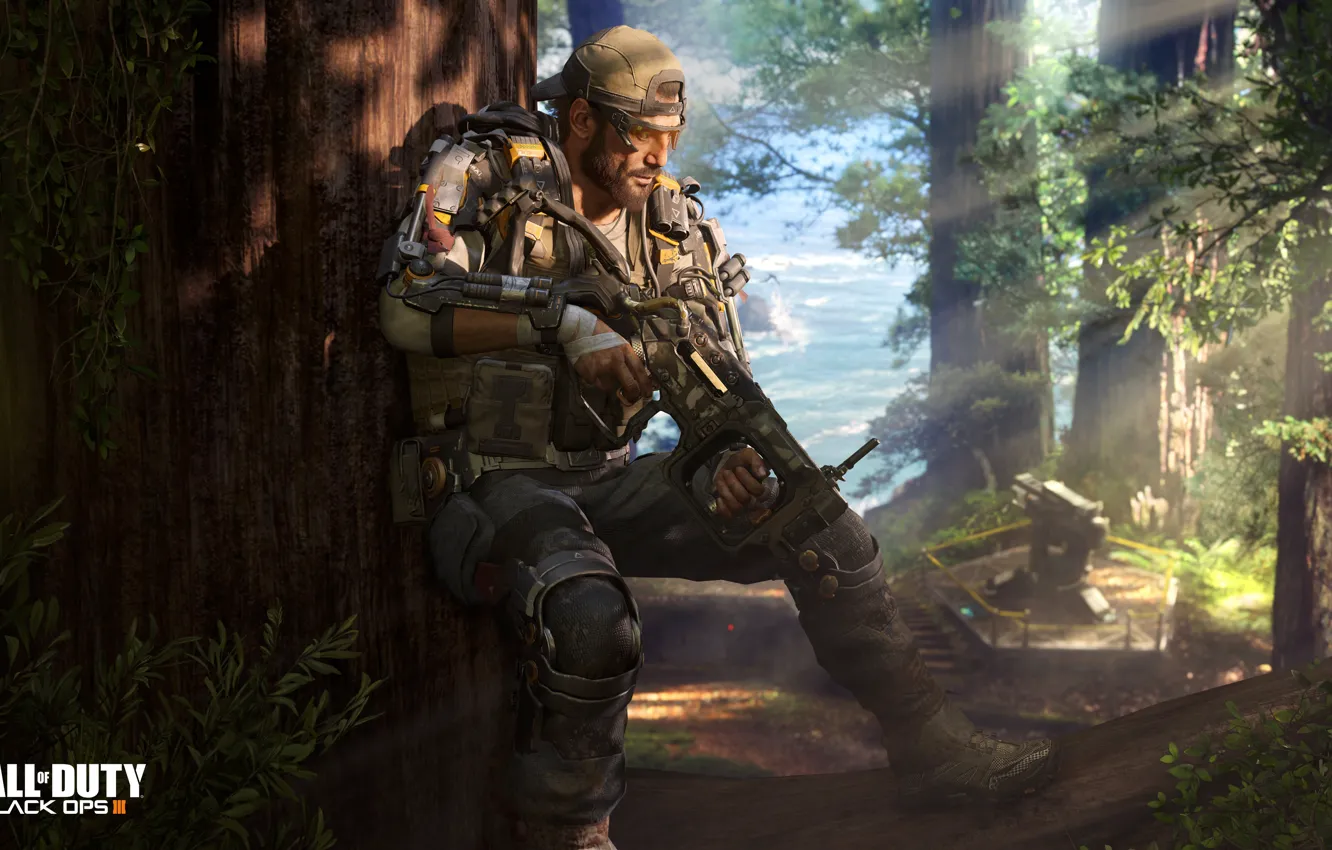 Photo wallpaper forest, soldiers, call of duty, black ops 3