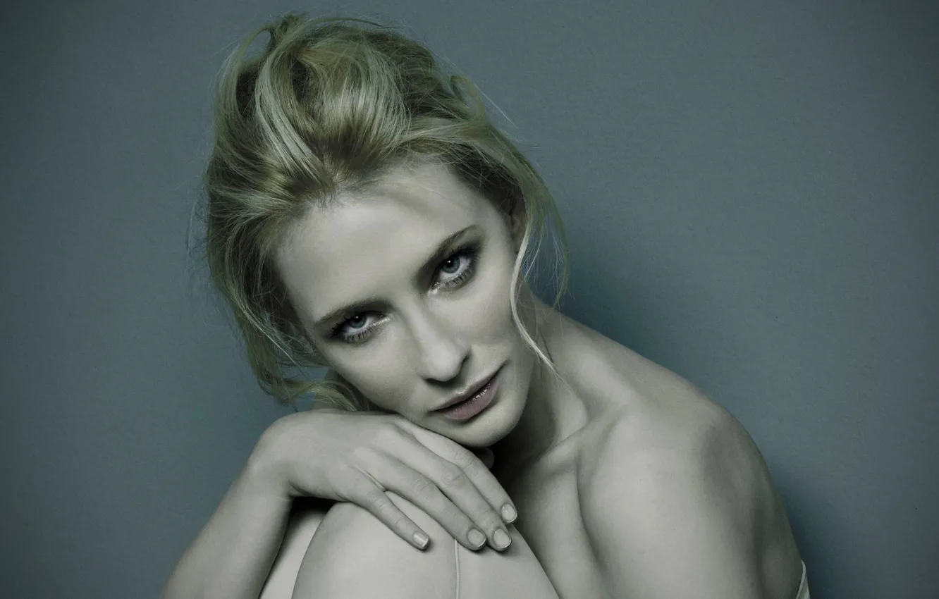 Photo wallpaper woman, blue, beauty, celebration, blonde, eyed, actress, Cate Blanchett