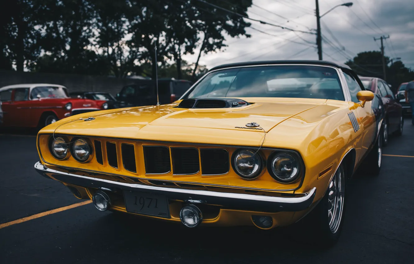 Photo wallpaper classic, the front, Plymouth Barracuda