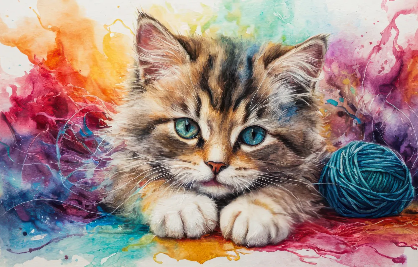Photo wallpaper cat, tangle, kitty