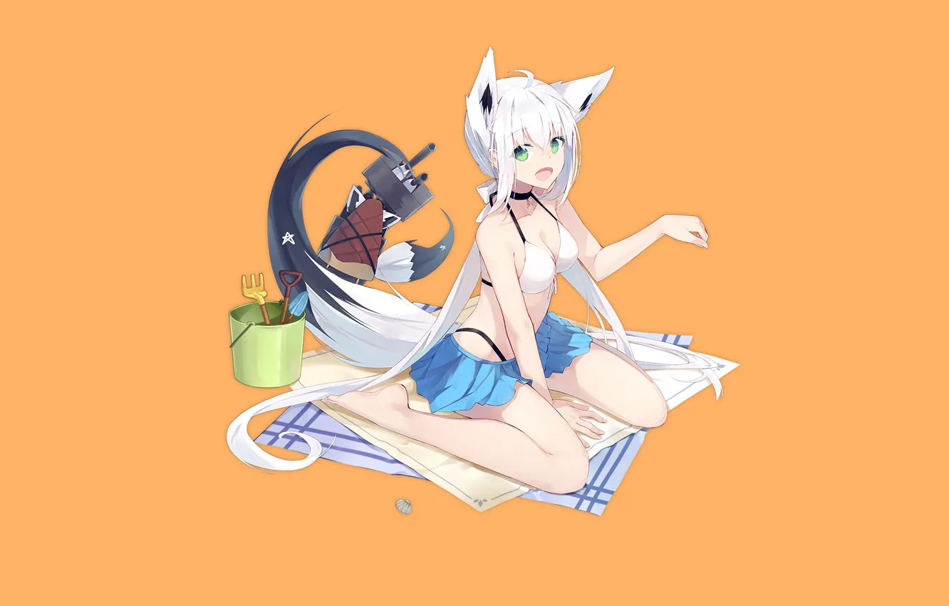 Photo wallpaper girl, sexy, cleavage, green eyes, boobs, anime, beautiful, short hair