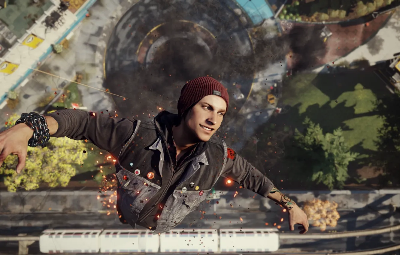 Photo wallpaper Game, Sucker Punch, PlayStation 4, Delsin Rowe, PS4, Sony Computer Entertainment, Infamous: Second Son
