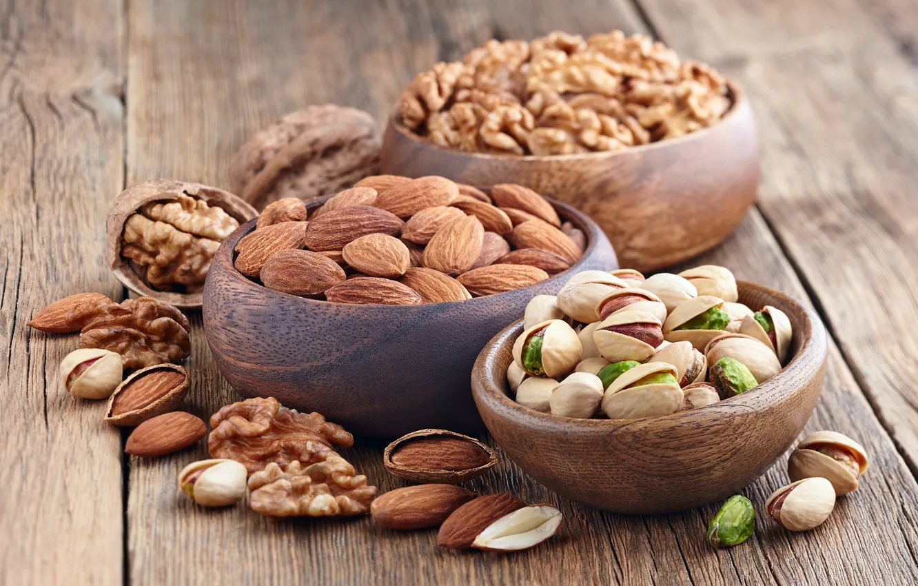 Photo wallpaper nuts, almonds, pistachios