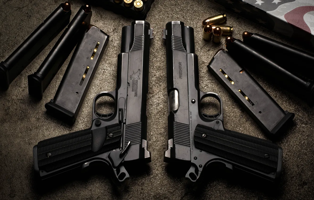 Photo wallpaper gun, pair, trunk, clip