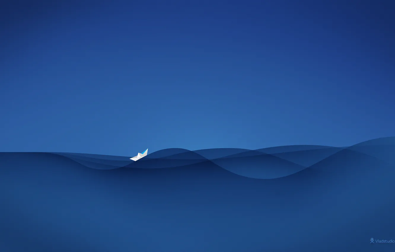 Photo wallpaper sea, wave, blue, boat