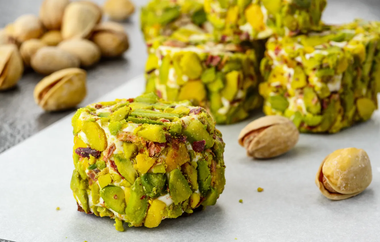 Photo wallpaper nuts, dessert, sweet, nuts, sweets, dried fruits, Turkish