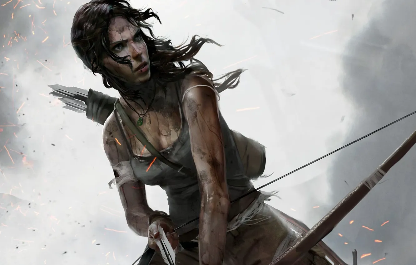 Photo wallpaper Girl, Bow, Tomb Raider, Lara Croft, Lara Croft, Arrow, Definitive Edition, Tomb Raider: Definitive Edition