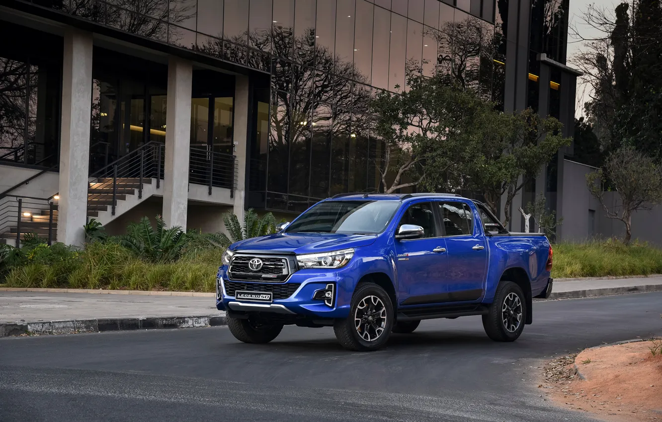 Photo wallpaper photo, Blue, Toyota, Pickup, Car, Hilux, Double Cab, 2019