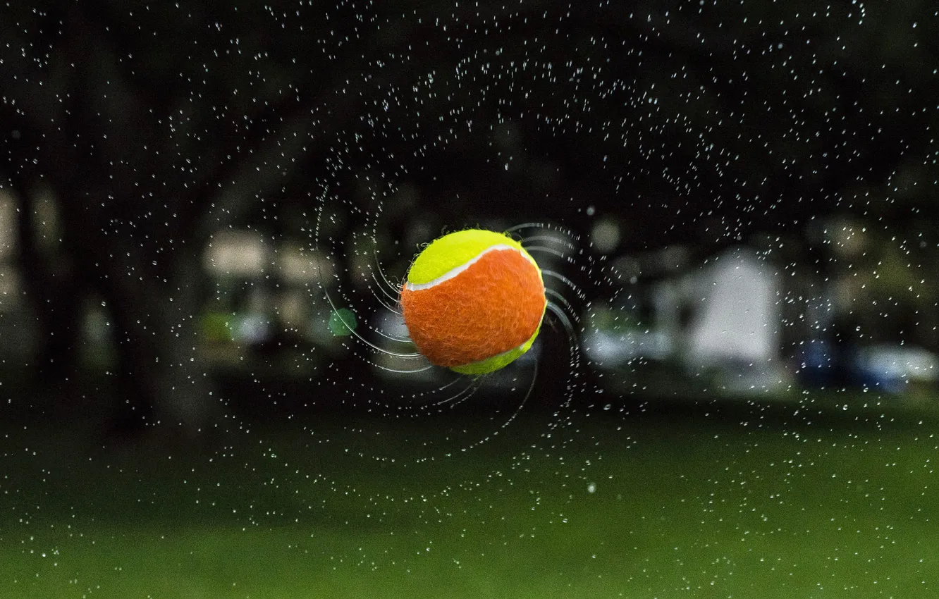 Photo wallpaper flight, squirt, the ball, spiral, tennis, Water Galax