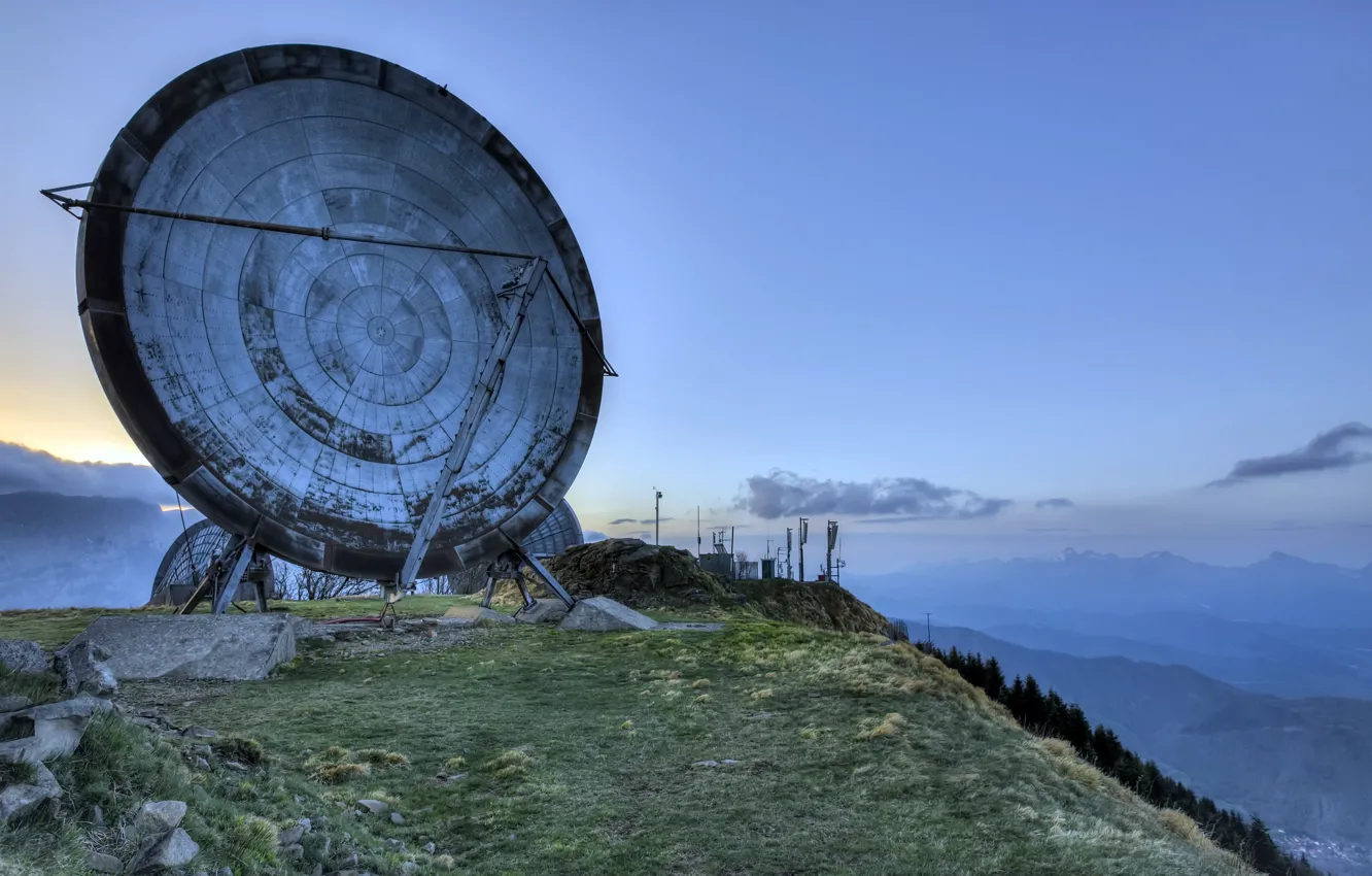 Photo wallpaper the sky, mountains, antenna