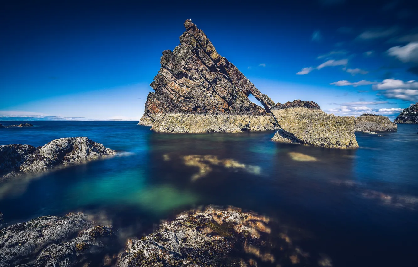 Photo wallpaper coast, Scotland, Scotland, Portknockie, Bowfiddle Rock