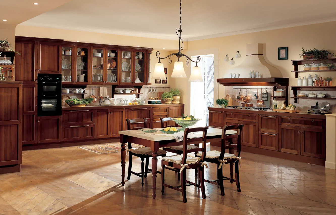 Photo wallpaper Villa, interior, kitchen, dining room