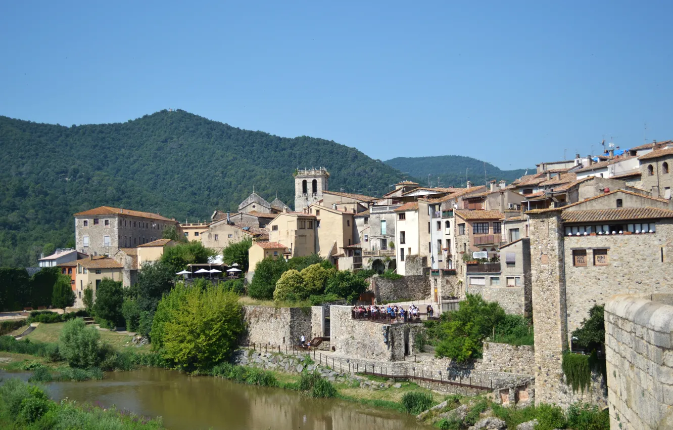 Photo wallpaper bridge, river, Spain, Besalú