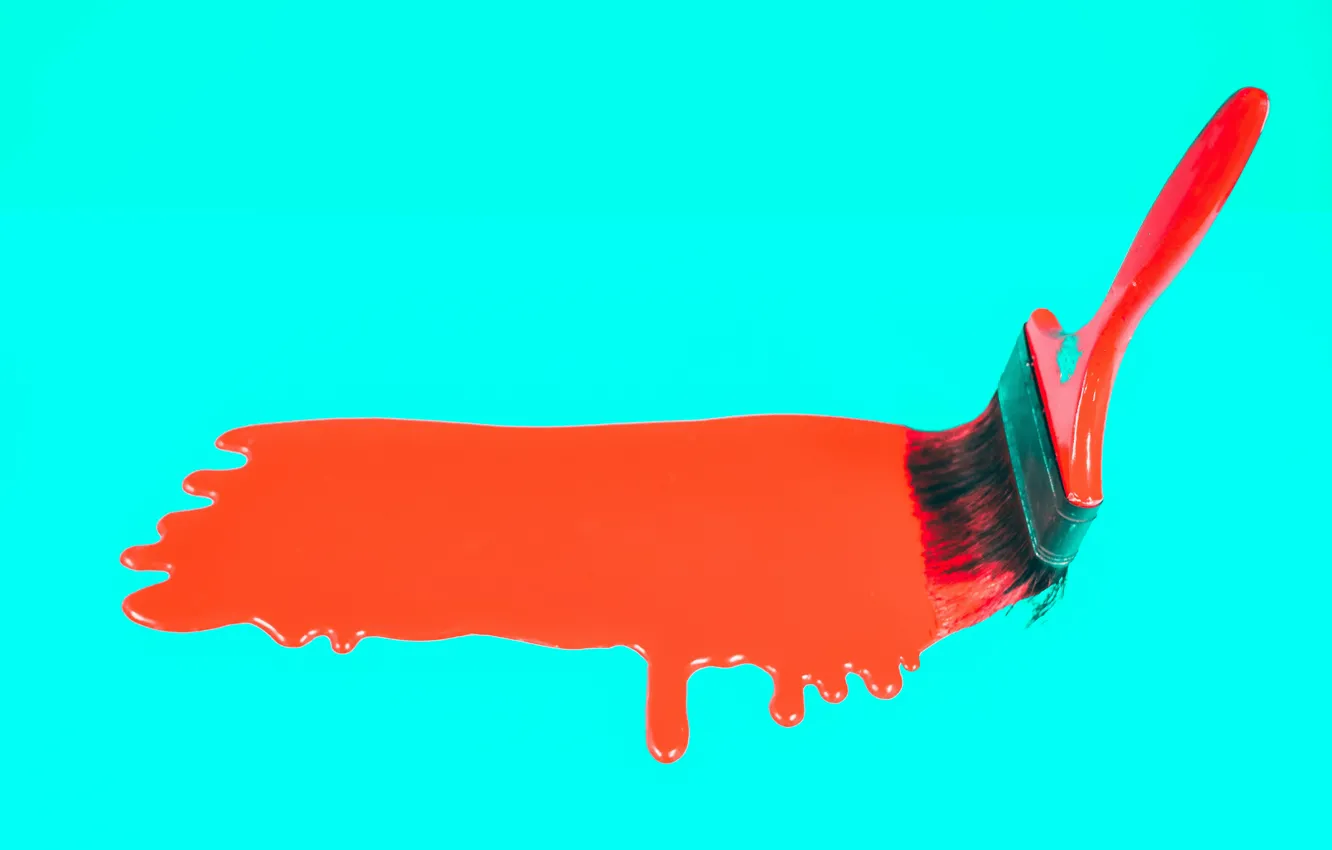 Photo wallpaper paint, brush, drips of paint