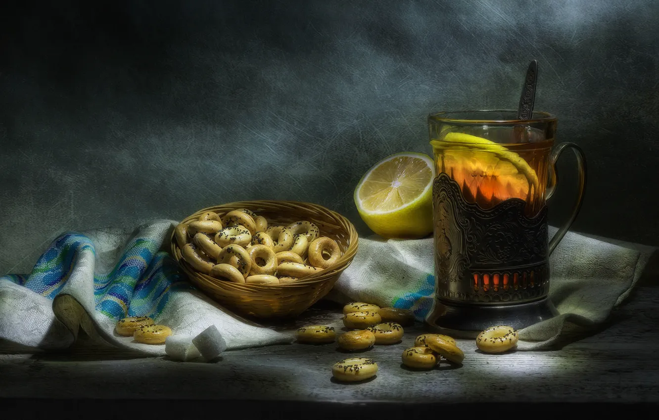 Photo wallpaper lemon, tea, still life, drying
