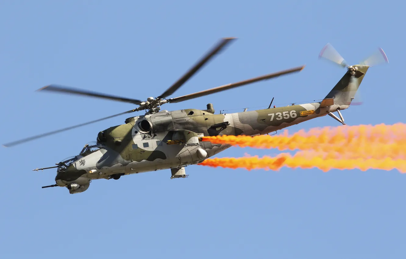 Photo wallpaper helicopter, transport-combat, Mi-24V, Mil Mi-24V