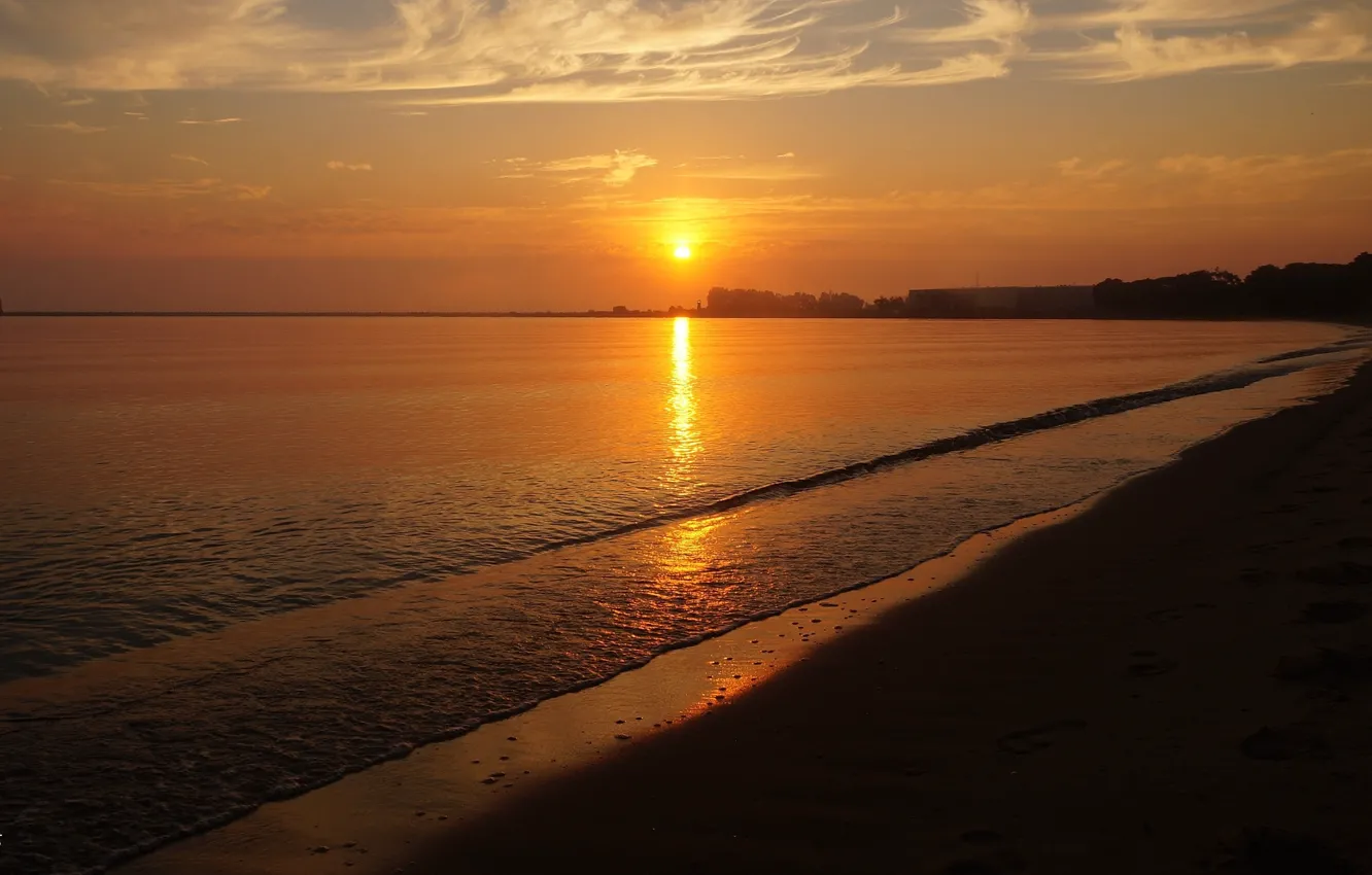 Photo wallpaper beach, sea, ocean, sunset, water, wave, Baltic