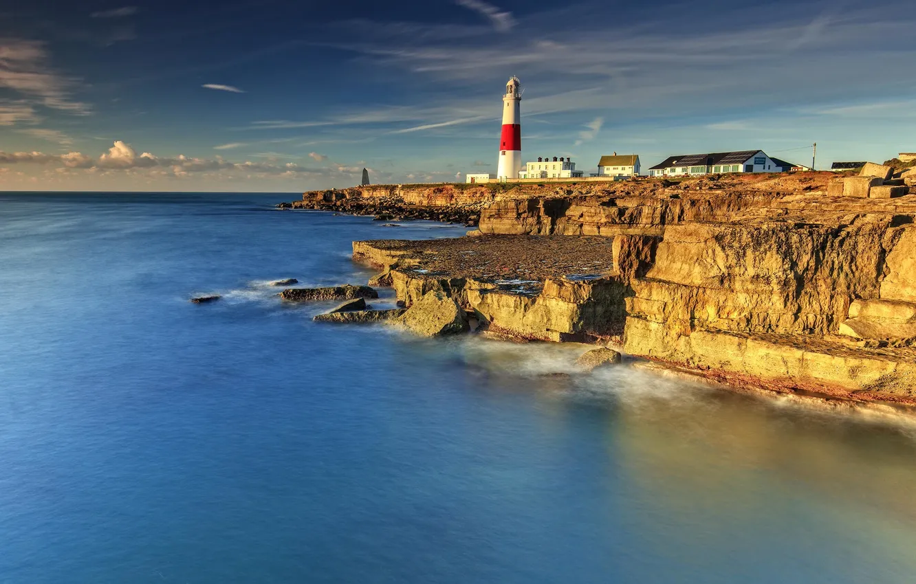 Photo wallpaper the sky, rock, lighthouse, Nature
