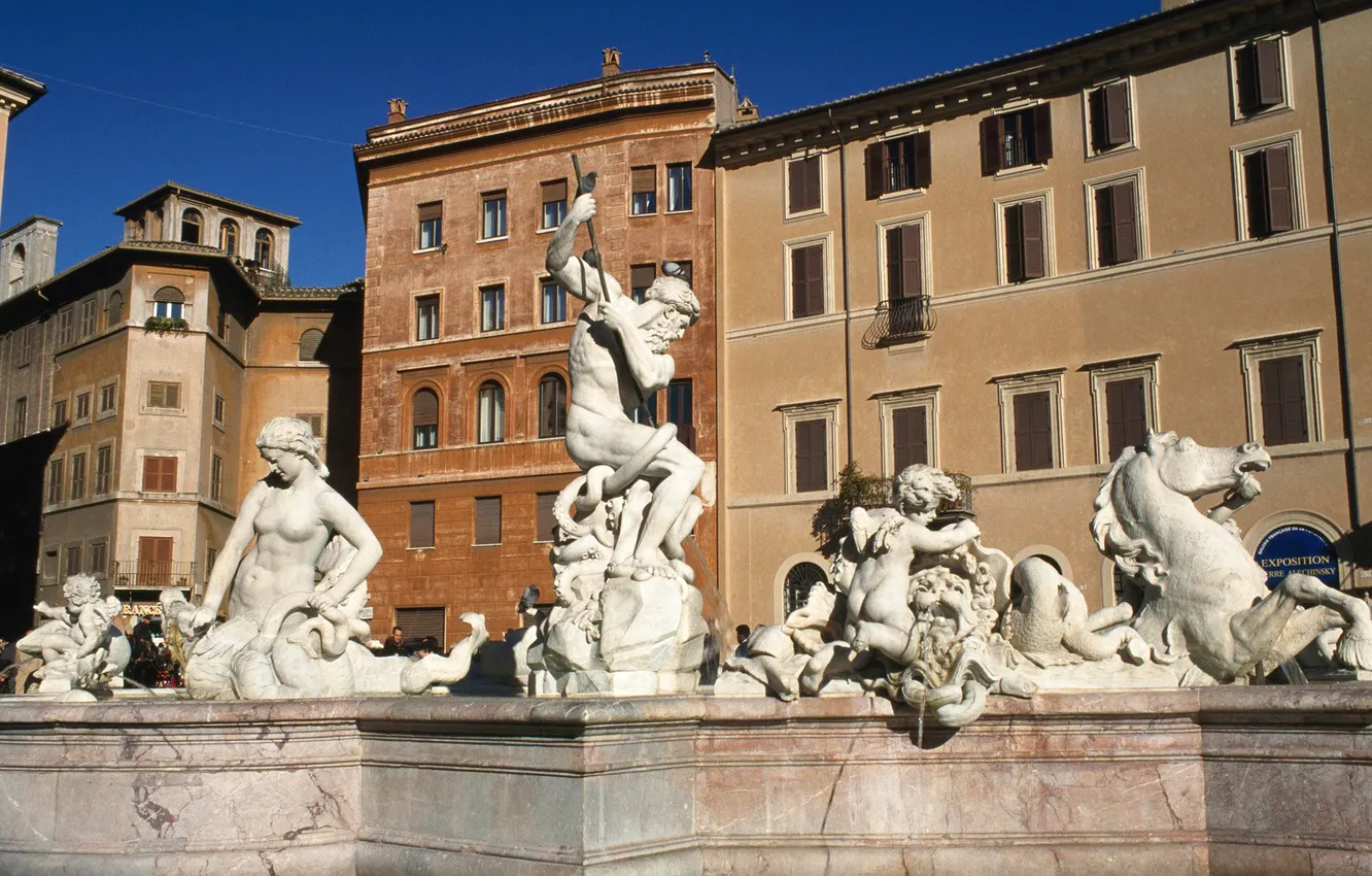 Photo wallpaper home, Rome, Italy, fountain, Piazza Navona