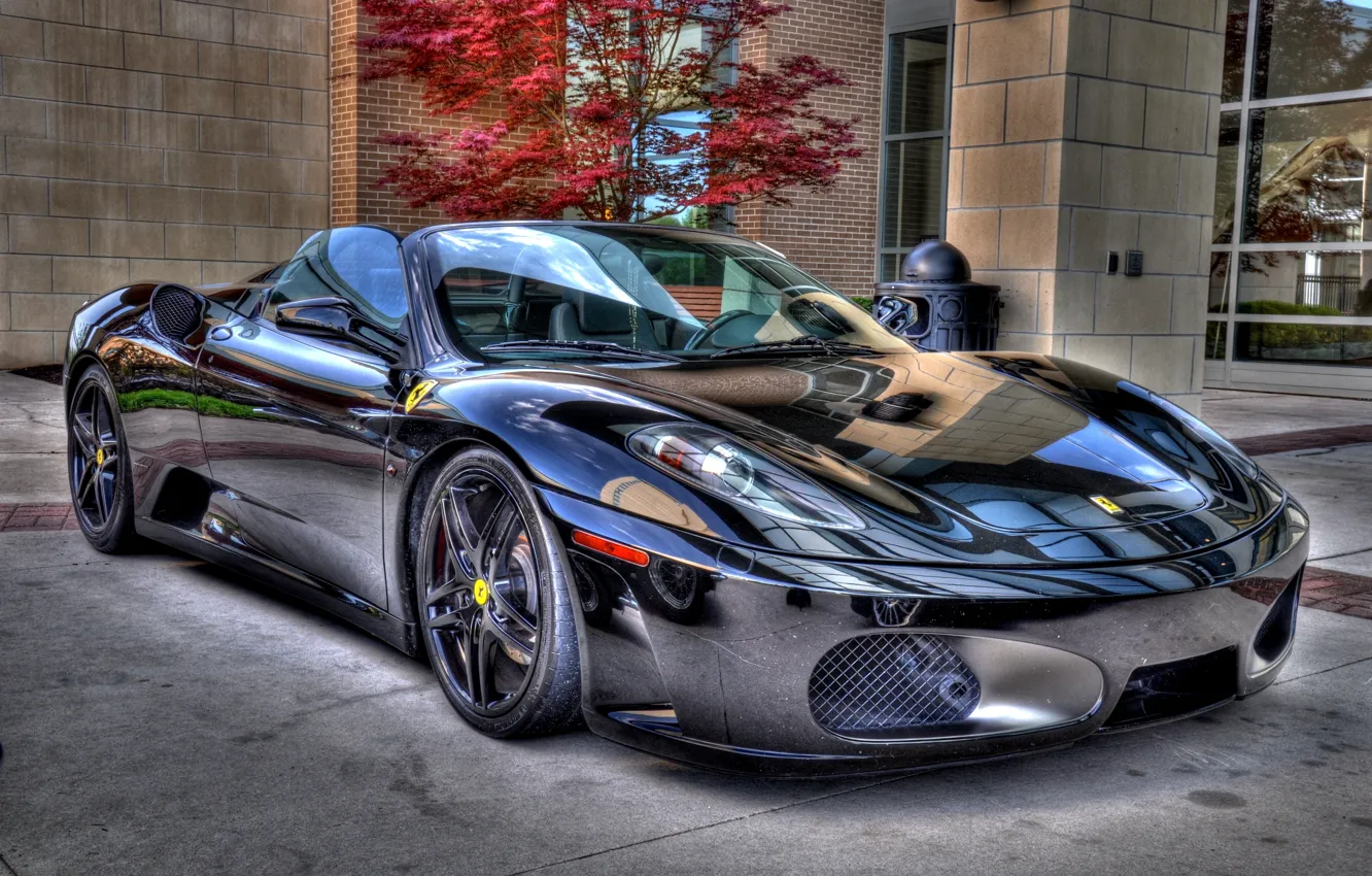 Photo wallpaper F430, Ferrari, Black, Spider, Chrome