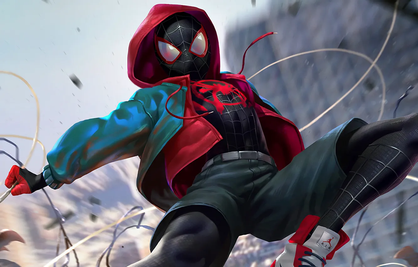 Photo wallpaper costume, Air, spider-man, Spider Man, teen, Miles Morales, Miles Morales, into the spider verse