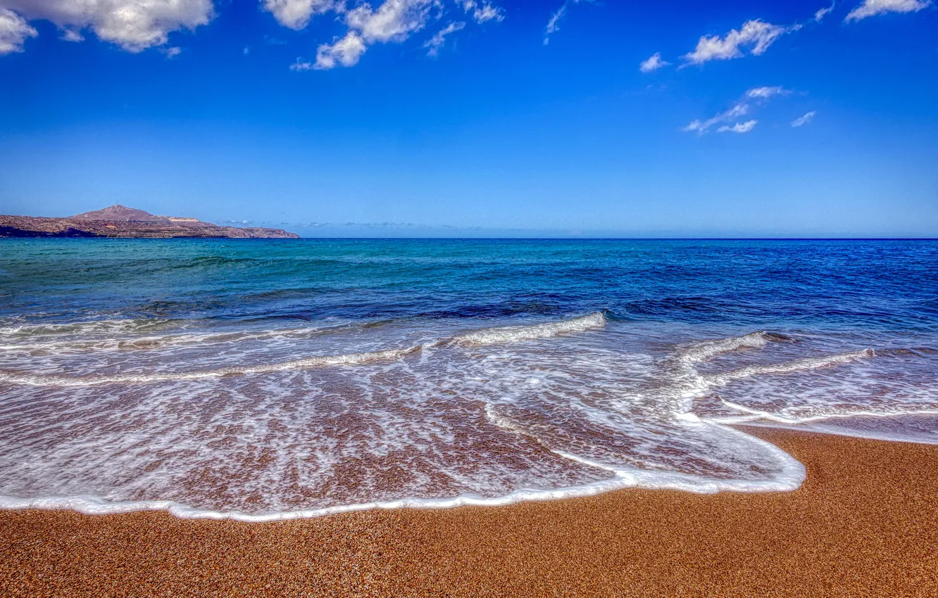 Photo wallpaper sand, sea, wave, beach, blue, shore, surf