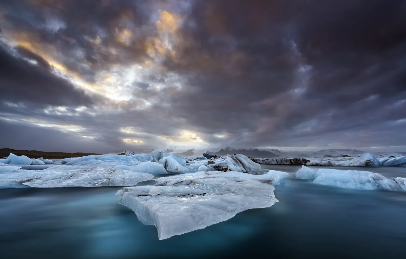 Photo wallpaper sea, the sky, ice