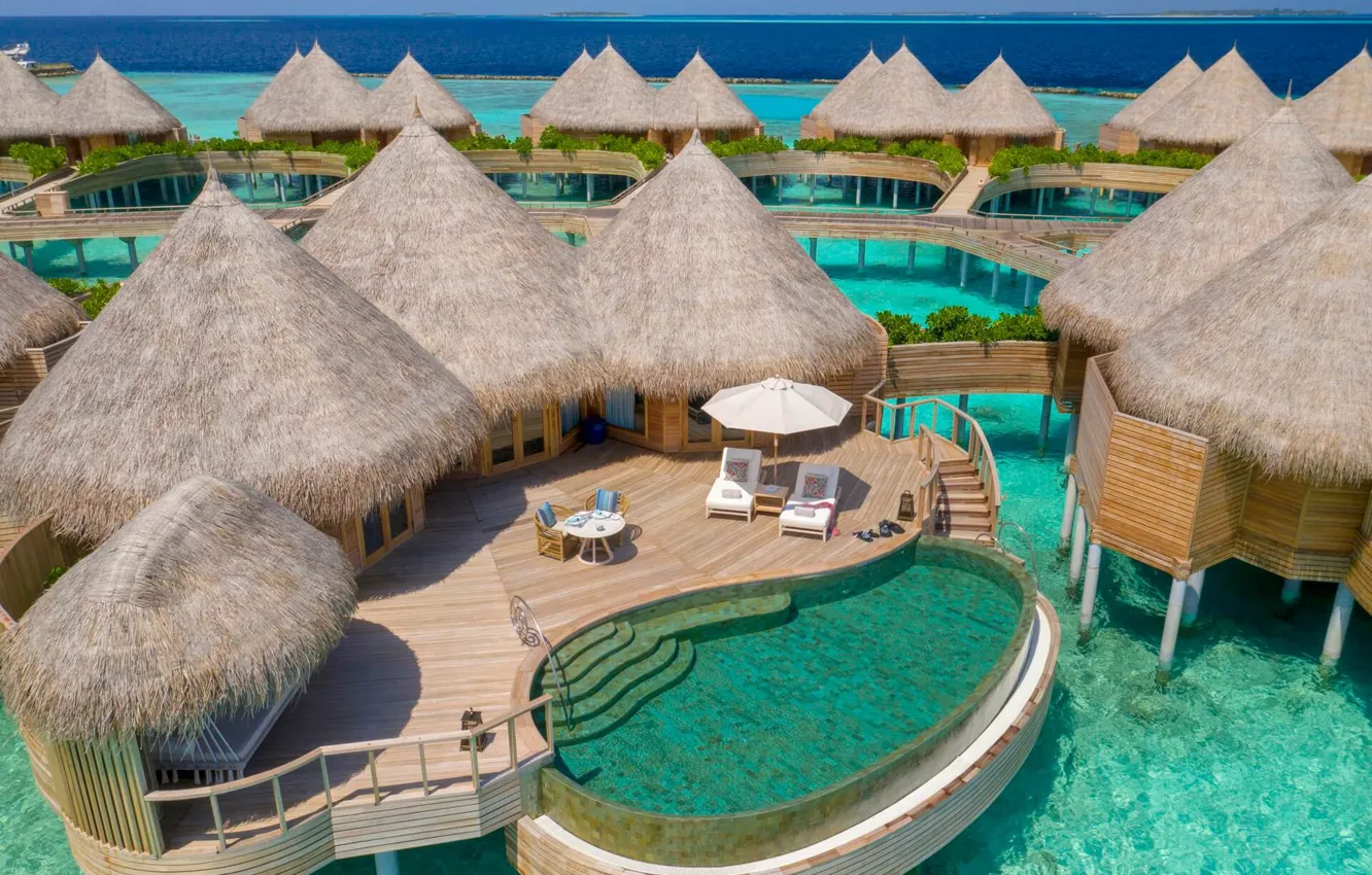 Photo wallpaper sea, pool, The Maldives, the hotel, Bungalow, The Nautilus Maldives