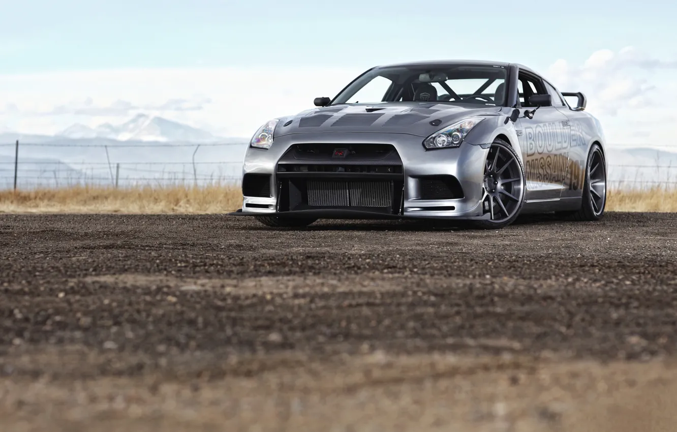 Photo wallpaper road, stones, cars, nissan, Nissan, gtr, photo machines, auto widescreen