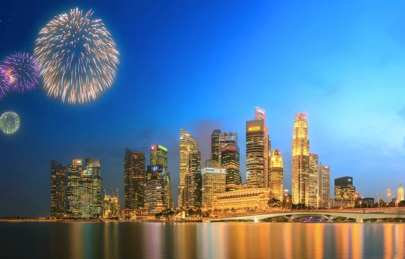 Photo wallpaper lights, home, salute, fireworks
