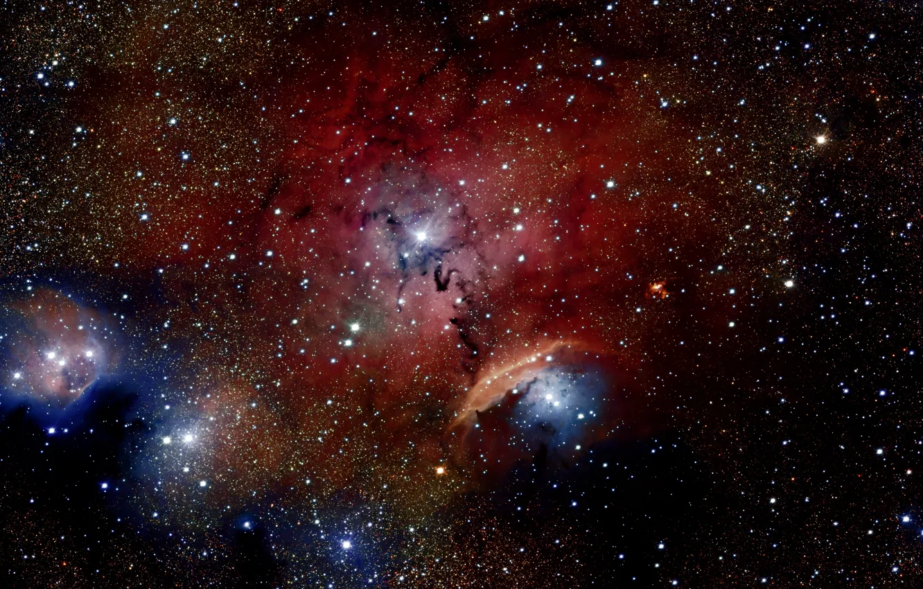 Photo wallpaper Stars, Nebula, Constellation of Sagittarius, VLT Survey Telescope, Emission nebula, H II Region, Sharpless 29, …