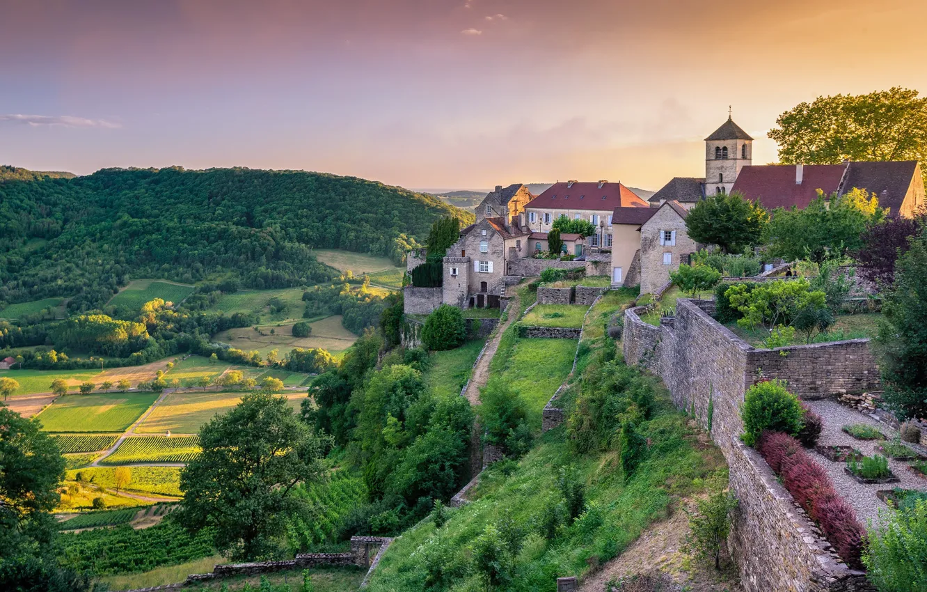 Photo wallpaper mountains, France, slope, Château-Chalon
