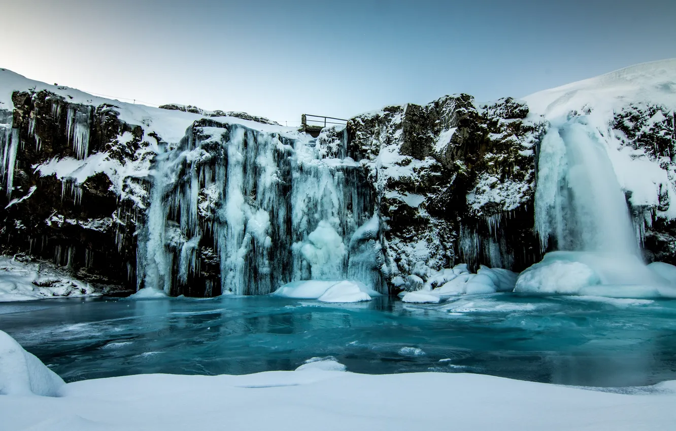 Photo wallpaper ice, winter, the sky, snow, landscape, mountains, nature, Canada