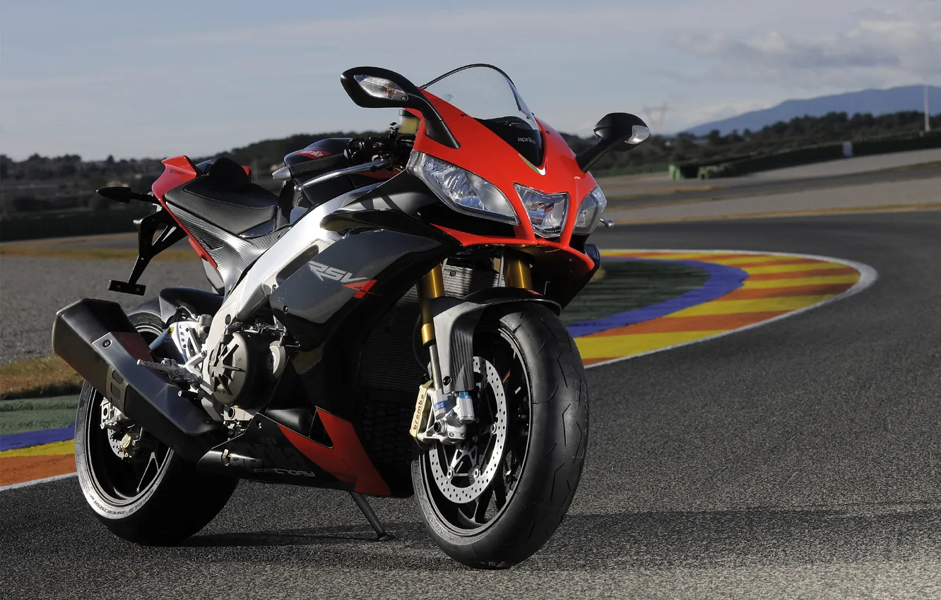 Photo wallpaper motorcycle, Aprilia, RSV4, racing track, the front, Superbike, superbike, Factory