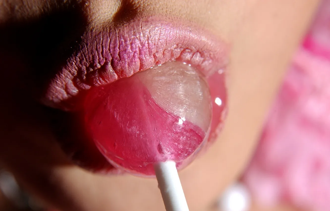 Photo wallpaper girl, lollipops, sponge