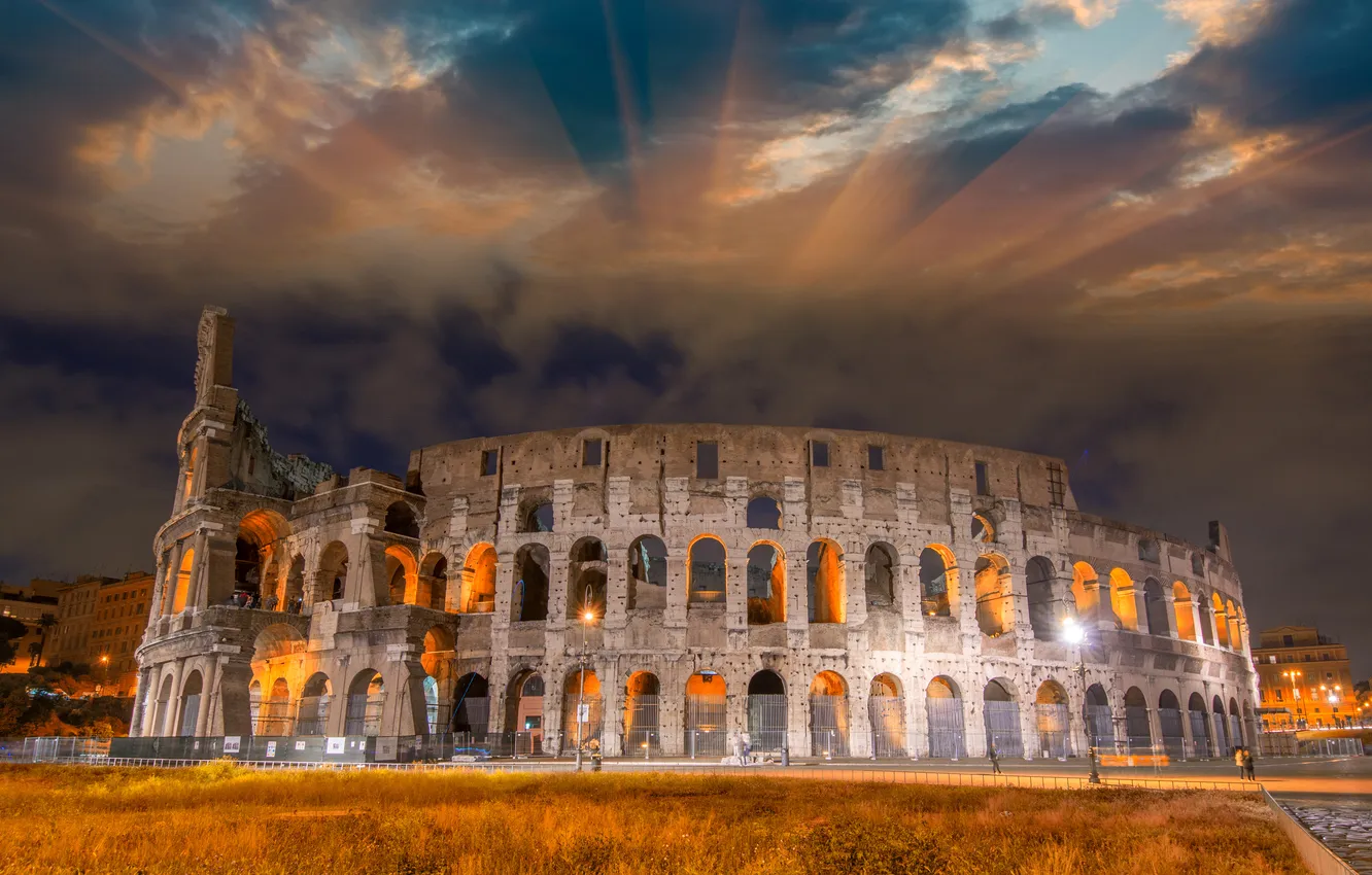Photo wallpaper the sky, the city, photo, Italy, the ruins, roma, Colosseum