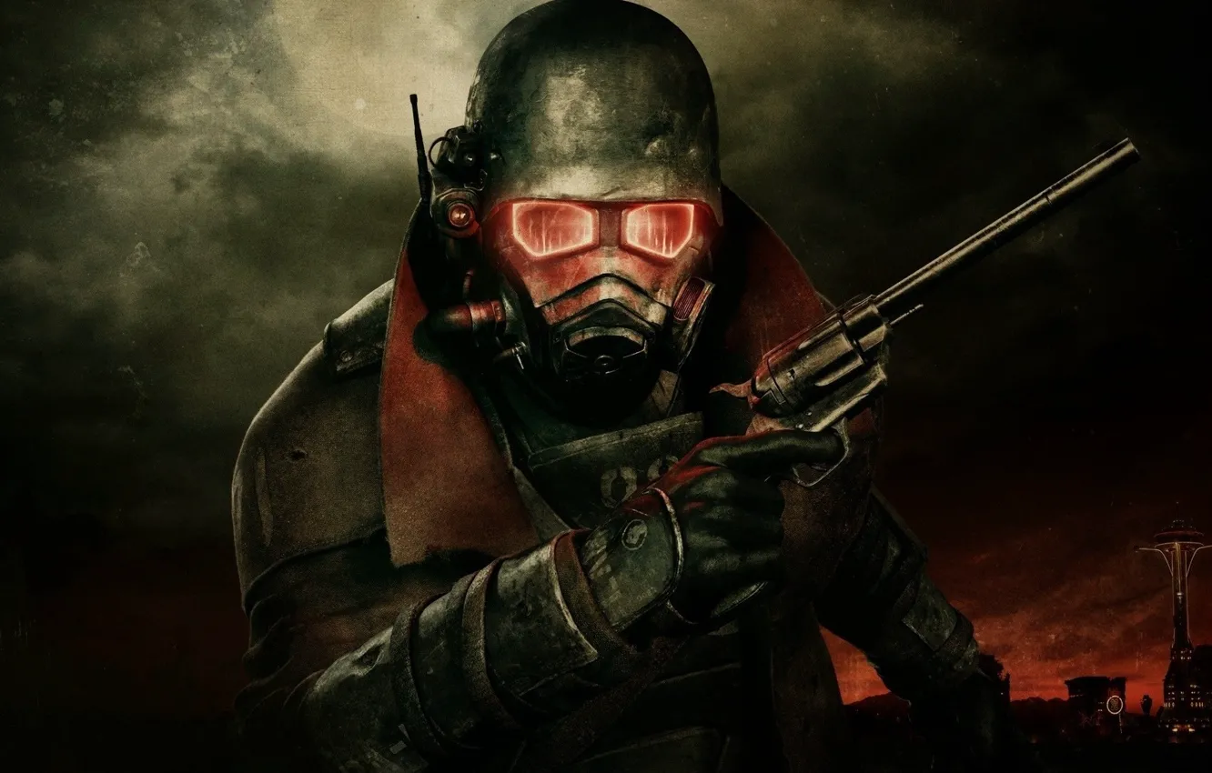 Photo wallpaper helmet, revolver, respirator, Fallout New Vegas, group, New California Republic, Ranger Veteran, NKR