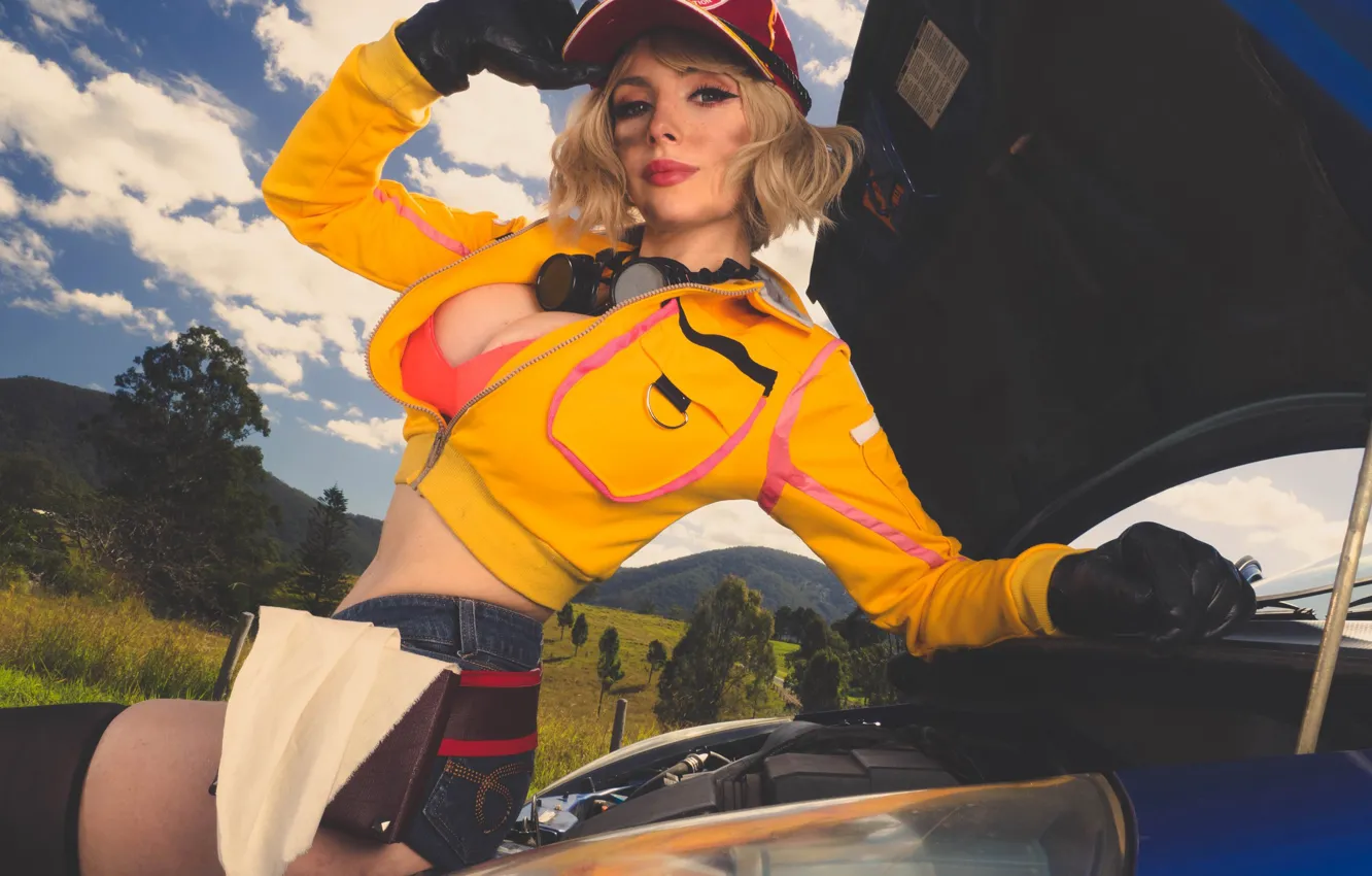 Photo wallpaper chest, model, car, Katyuska Moonfox