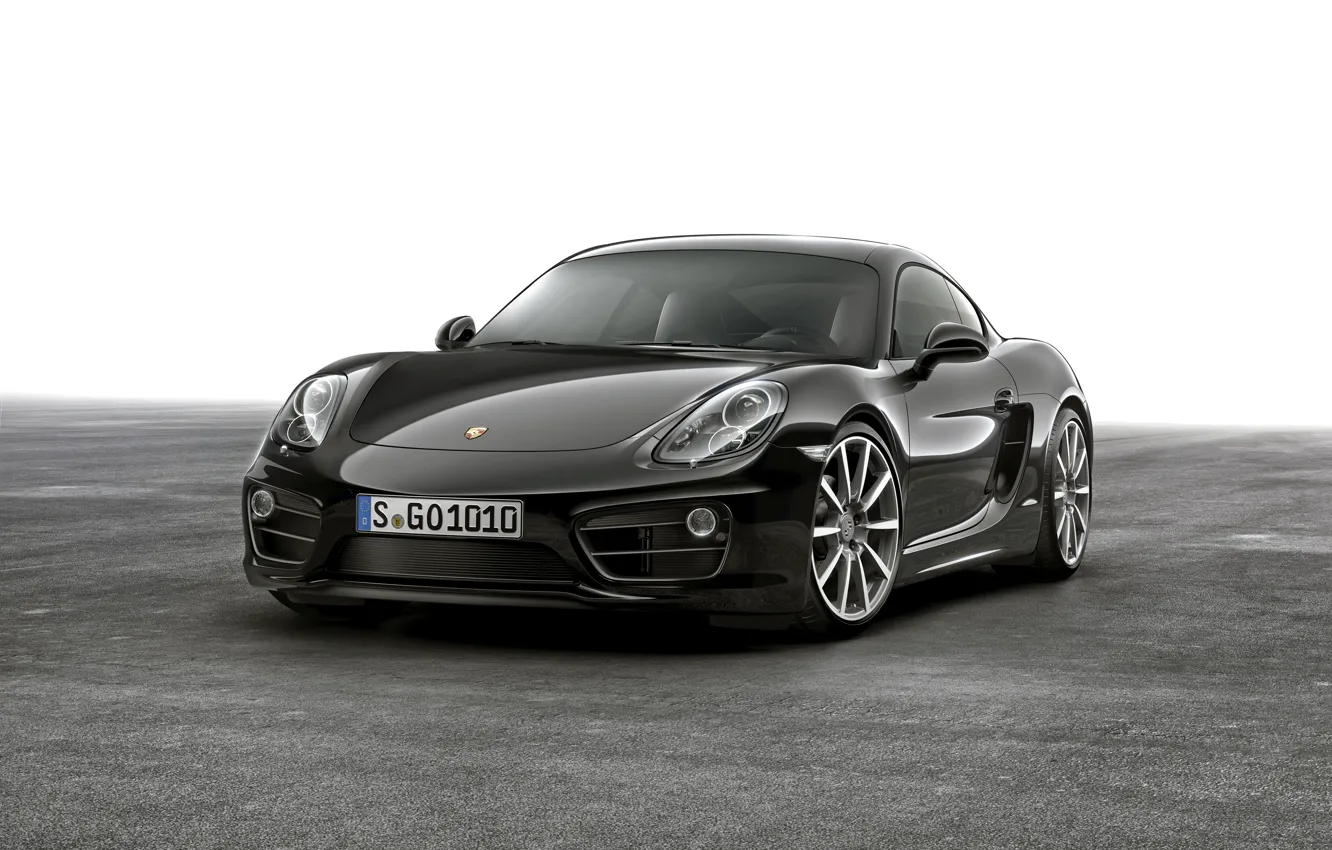 Photo wallpaper Porsche, black, Cayman, Porsche, Black, 2015, Caiman