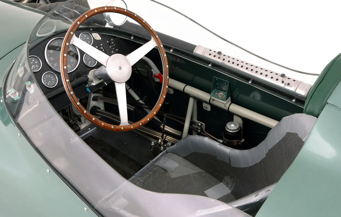 Photo wallpaper Aston Martin, Speedometer, The wheel, Formula 1, 1959, Classic car, Sports car, Cockpit